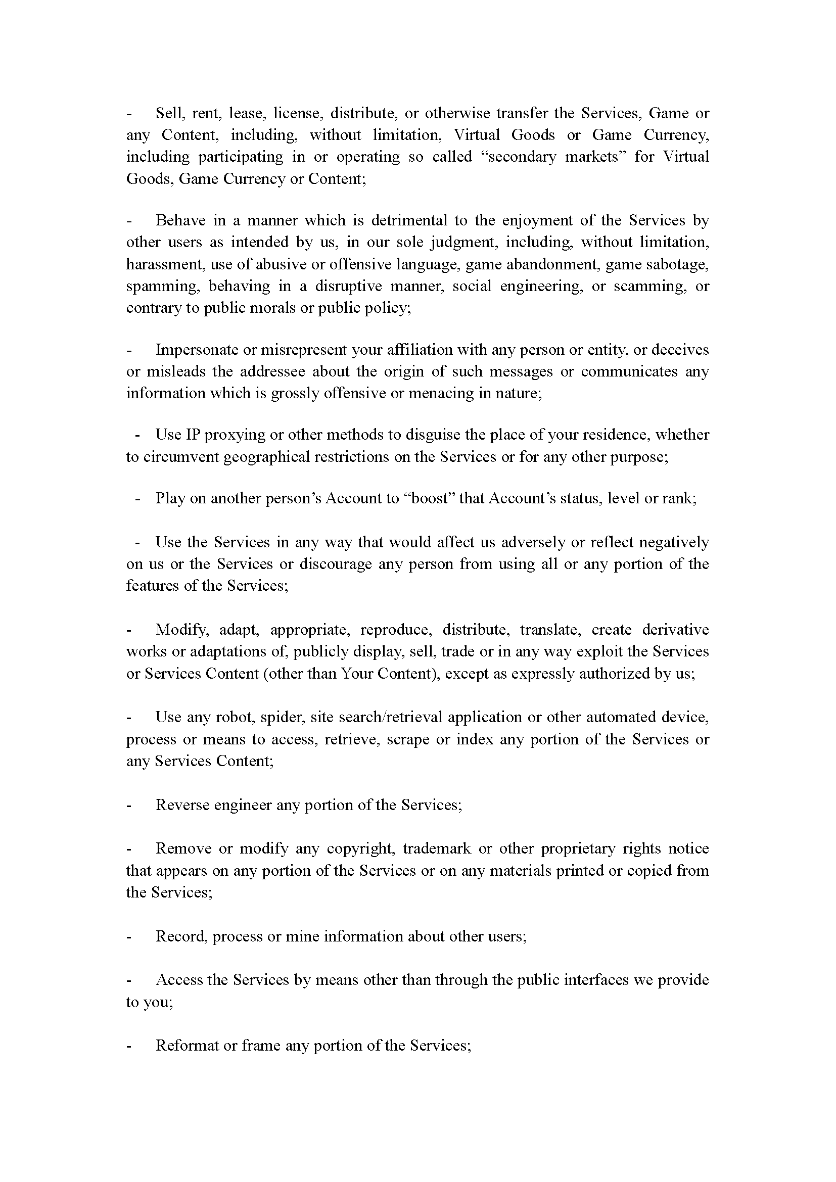 Terms of Service Page 12